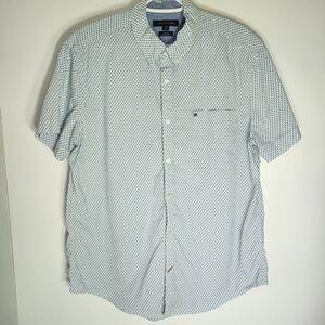 TOMMY HILFIGER Mens Short‎ Sleeve Slim Fit Button Down Shirt Large